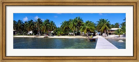 Framed Oceanfront Pier, Caye Caulker, Belize Print