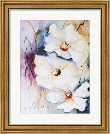 Framed Blooms Aquas I Print