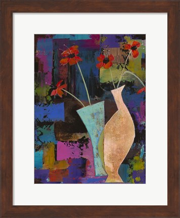 Framed Abstract Expressionist Flowers I Print