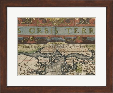 Framed Antique World Map Grid II Print