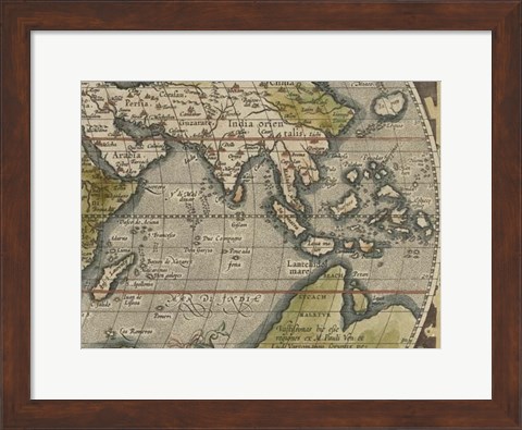 Framed Antique World Map Grid VI Print
