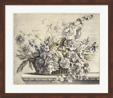 Framed Vintage Basket of Flowers II Print