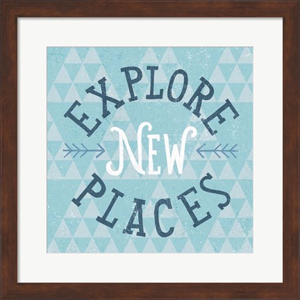 Framed Mod Triangles Explore New Places Blue Print