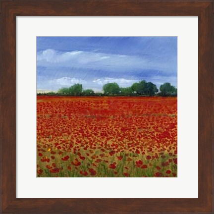 Framed Field of Poppies II Print