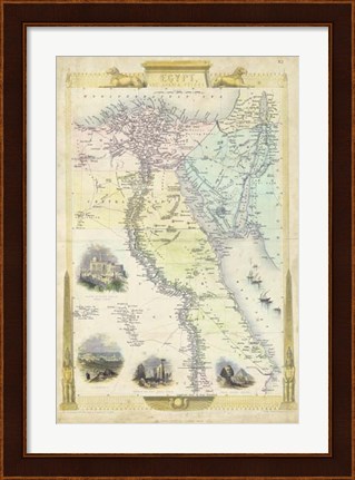 Framed Vintage Map of Egypt Print