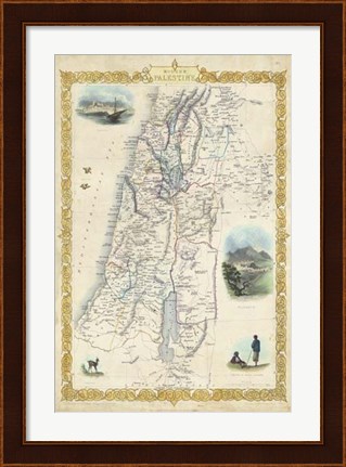 Framed Vintage Map of Palestine Print