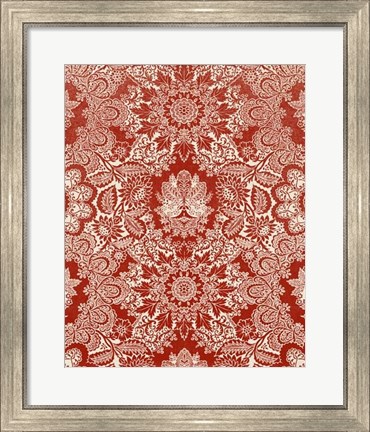 Framed Baroque Tapestry in Red II Print