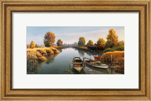 Framed Sul Fiume Boats Print