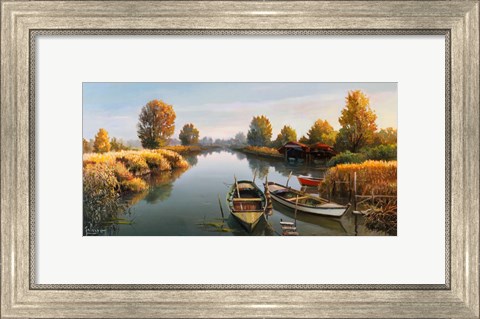 Framed Sul Fiume Boats Print