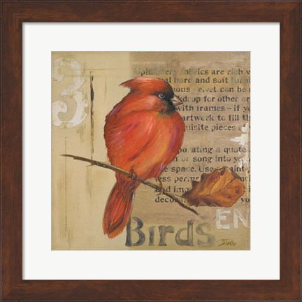 Framed Red Love Birds II Print