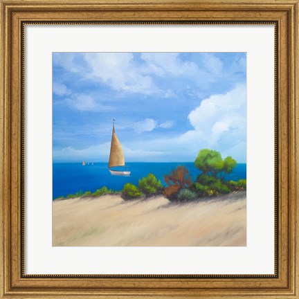Framed Sailboat on Coast I Print
