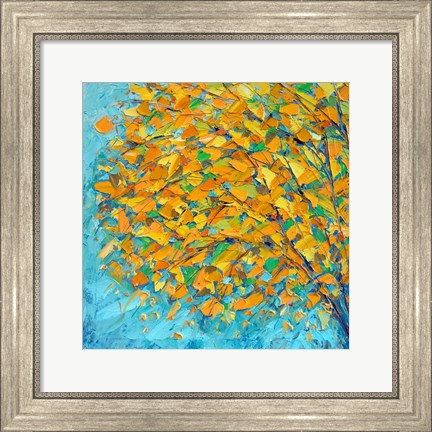 Framed Autumn On Teal Print