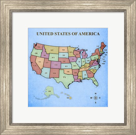 Framed Map of the United States Print