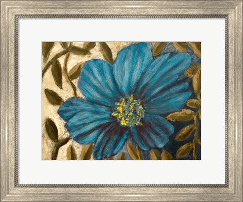 Framed Simple Blue Garden I Print