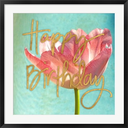 Framed Pink Tulip Birthday Print