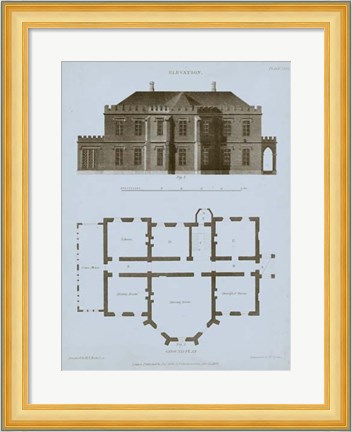 Framed Chambray House &amp; Plan III Print