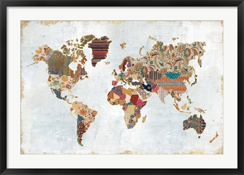 Framed Pattern World Map Print