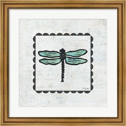Framed Dragonfly Stamp Print