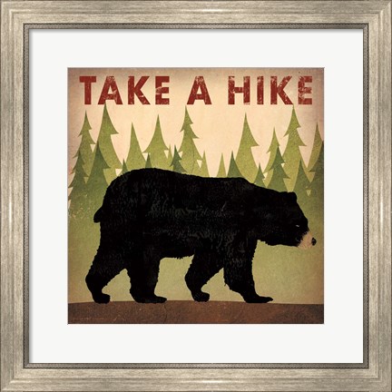 Framed Take a Hike Black Bear Print