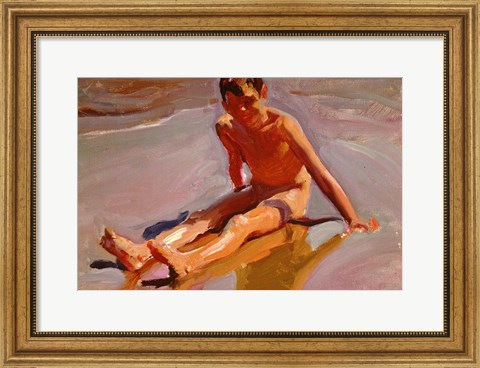 Framed Boy on the Beach Print
