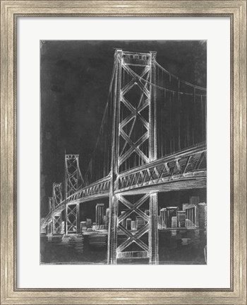 Framed Suspension Bridge Blueprint II Print