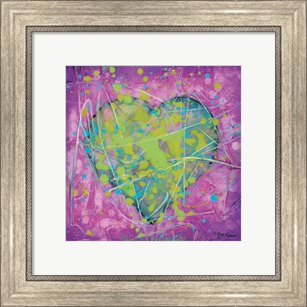 Framed Emotions Green Heart Print