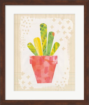 Framed Collage Cactus VI on Graph Paper Print