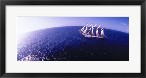 Framed Tall Ship at Sea, Puerto Rico Print