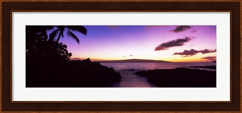 Framed Palm Trees at Dusk, Maui, Hawaii, USA Print