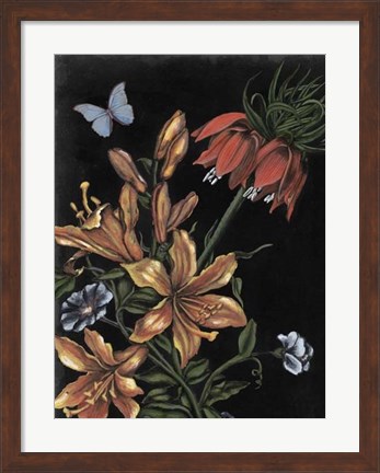 Framed Dark Floral II Print