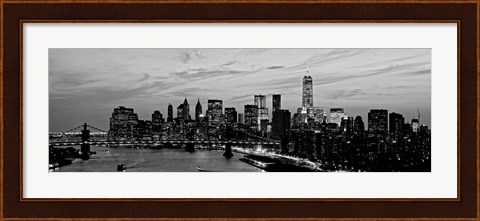 Framed Lower Manhattan at dusk Print