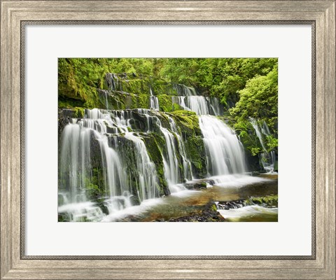 Framed Waterfall Purakaunui Falls, New Zealand Print