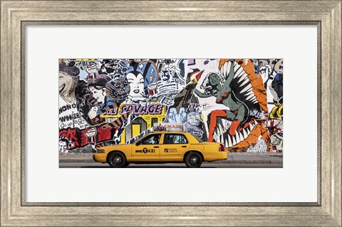 Framed Taxi and Mural Painting in Soho, NYC Print