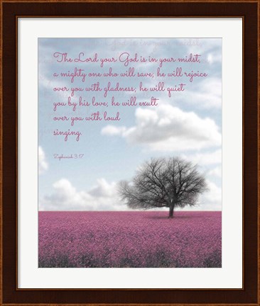 Framed Zephaniah 3:17 The Lord Your God (Colored Landscape) Print