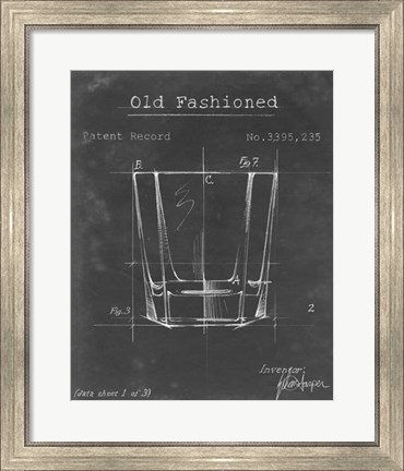 Framed Barware Blueprint I Print