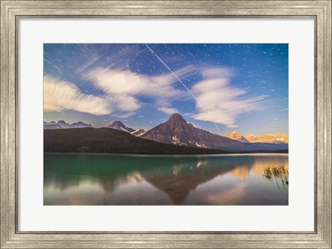 Framed Space Station over Mt Chephren in Banff National Park, Canada Print