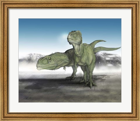 Framed Pair of Giganotosaurus Print