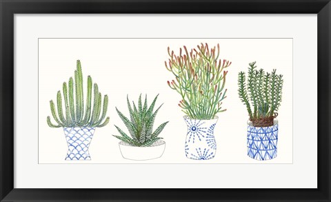 Framed Four Succulents I Print
