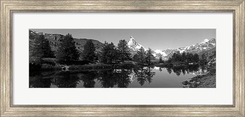Framed Matterhorn reflecting into Grindjisee Lake, Zermatt, Valais Canton, Switzerland Print