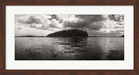Framed Island in the Pacific Ocean against cloudy sky, San Juan Islands, Washington State Print