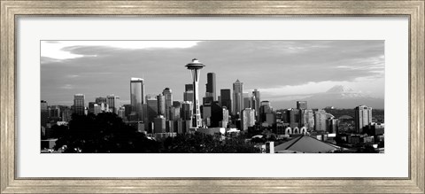 Framed City viewed from Queen Anne Hill, Space Needle, Seattle, Washington State Print