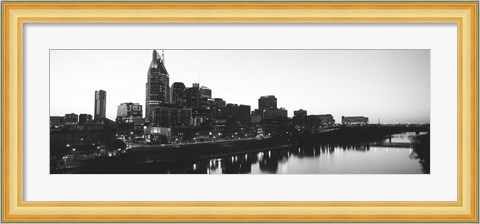 Framed Skylines at dusk along Cumberland River, Nashville, Tennessee Print