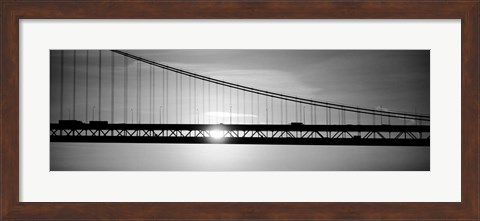 Framed Sunrise Bay Bridge San Francisco BW Print
