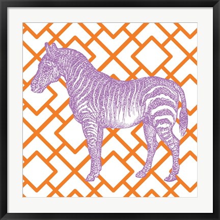 Framed Bright Menagerie Zebra Print