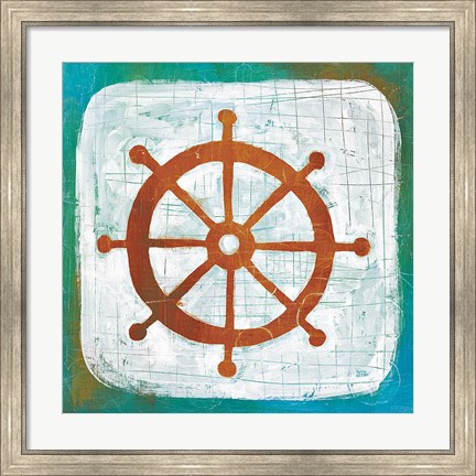 Framed Ahoy IV Red Blue Print