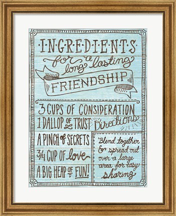 Framed Ingredients For Life IV Blue Print