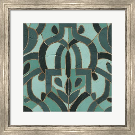 Framed Turquoise Mosaic IV Print