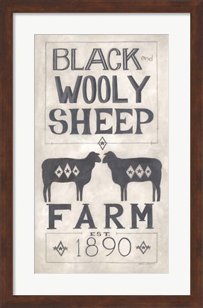 Framed Black Wooly Sheep Print