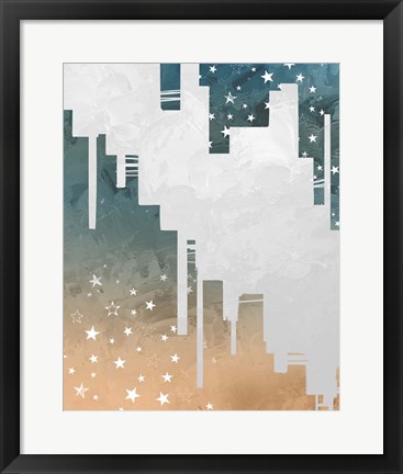 Framed Abstract Ombre Shapes with Star Patterns Print
