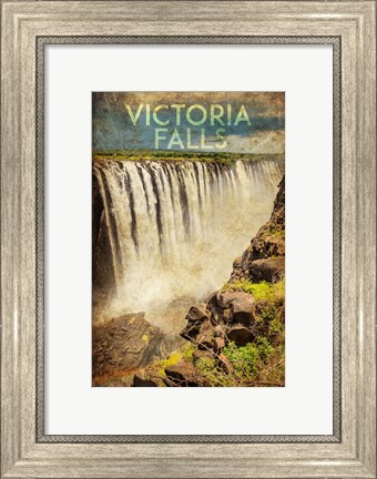 Framed Vintage Victoria Falls, Livingstone, Africa Print
